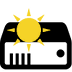 a transparent icon of a server with a yellow sun on top